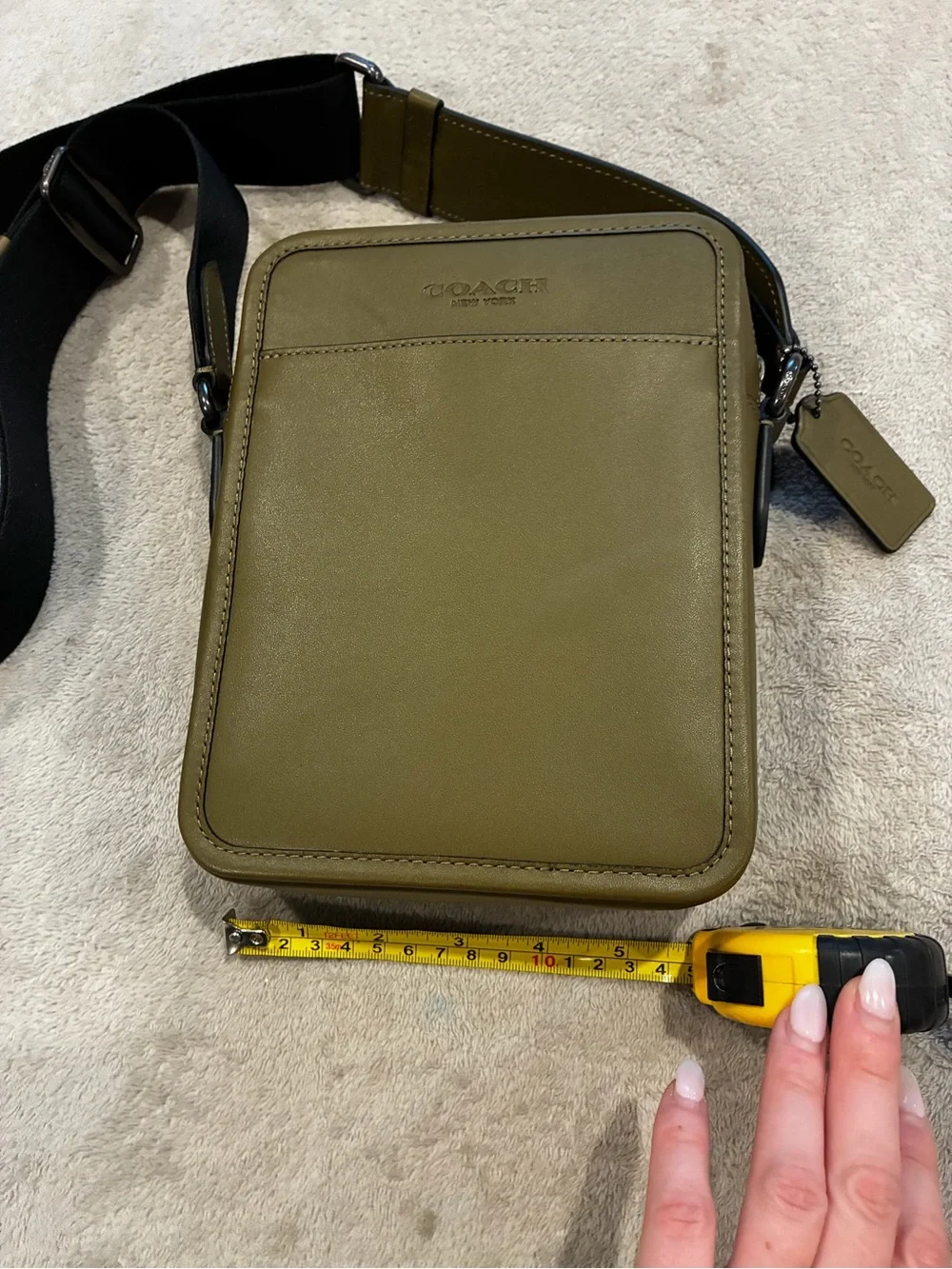 COACH Olive Green Leather Crossbody Bag